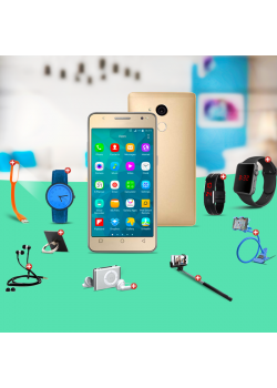 Dream 10 In 1 Bundle Offer, Kagoo S8 mini Smartphone, Portable USB LED Lamp, Zipper Stereo Wired Earphones, Ring Holder, Mobile holder, Macra watch, Yazol watch, Selfie stick, Mp3 player, Led band watch